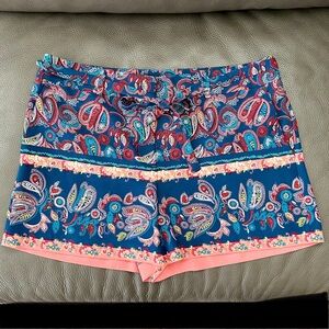 ✨NWT✨LOFT Blue and Pink Paisley High Waist Shorts with Festive Flair size 8